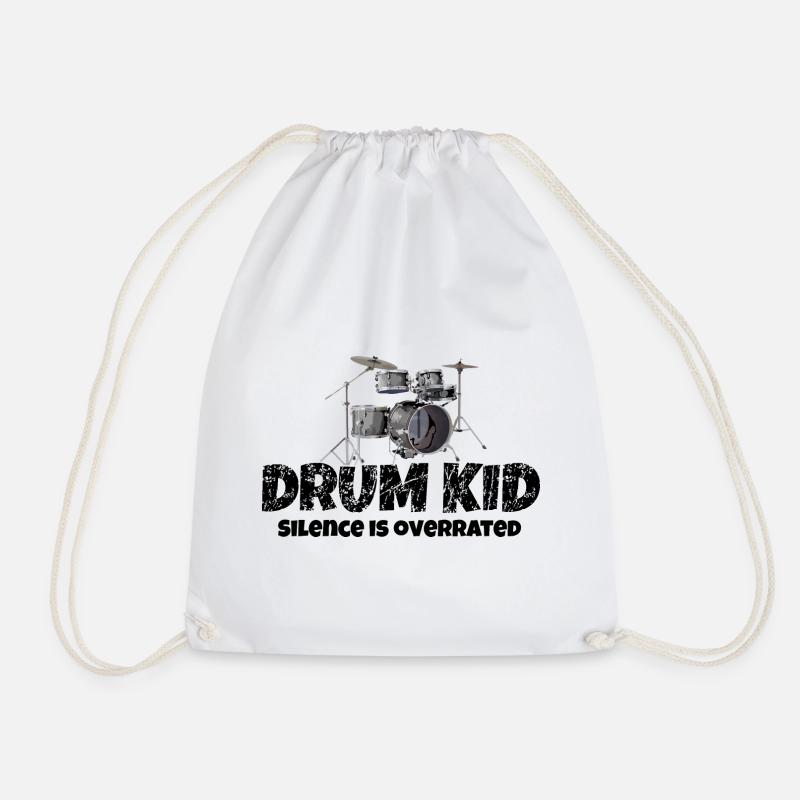 Drum Kid Kinder Schlagzeug Drums (Silence) - Turnbeutel - Weiß