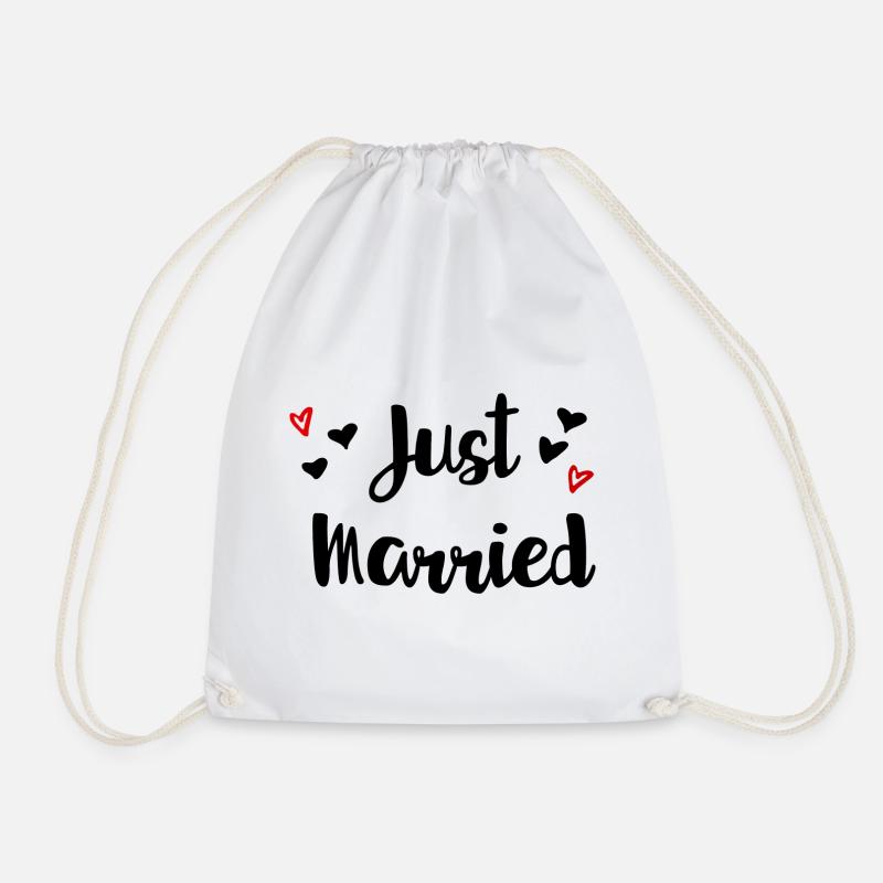 Just married Herzchen Geschenkidee - Turnbeutel - Weiß