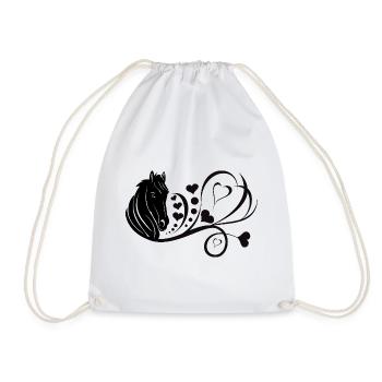 Horse with heart Horse lover Horse owner - Drawstring Bag - white - Front