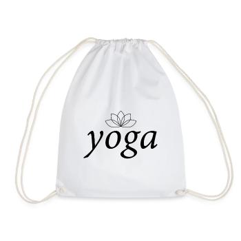 Yoga und Lotusblume – schwarzer Text - Turnbeutel - Weiß - Vorne