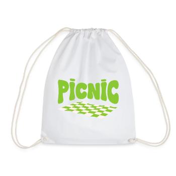 Grüner Picknick- und Chlorophyll-Schachbrettteppich - Turnbeutel - Weiß - Vorne
