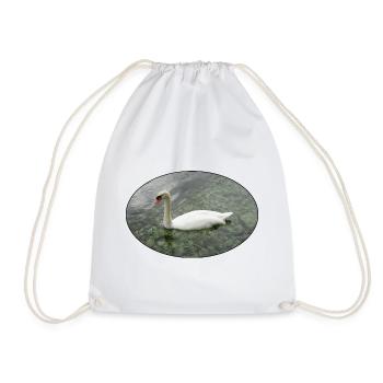 Swan swimming. - Drawstring Bag - white - Front