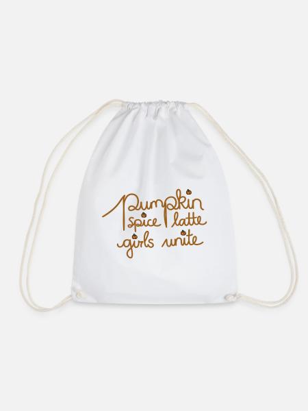 Pumpkin Spice Latte - kreatives Herbst Design - Turnbeutel - Weiß