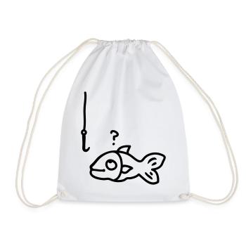 Fish fish hook - line - Drawstring Bag - white - Front