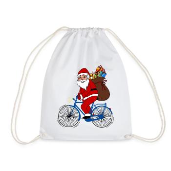 Santa avec le vélo - Sac de sport léger - blanc - Devant