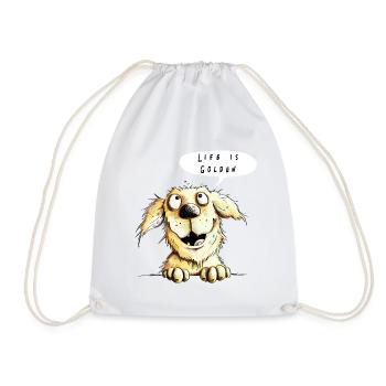 Life Is Golden Retriever - Hund Comic - Turnbeutel - Weiß - Vorne