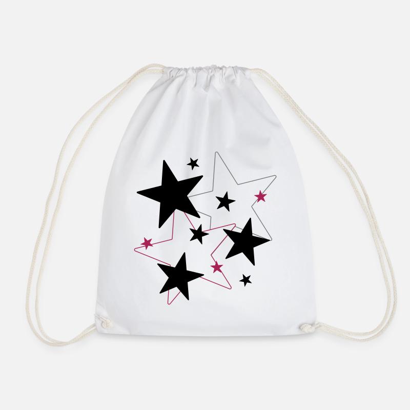 Star & Star - Drawstring Bag - white