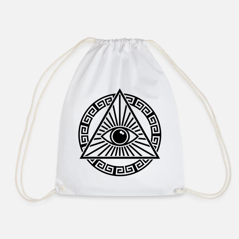 all seeing eye - Drawstring Bag - white