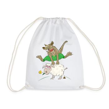 loup saute par-dessus le mouton - loup avec mouton - Sac de sport léger - blanc - Devant