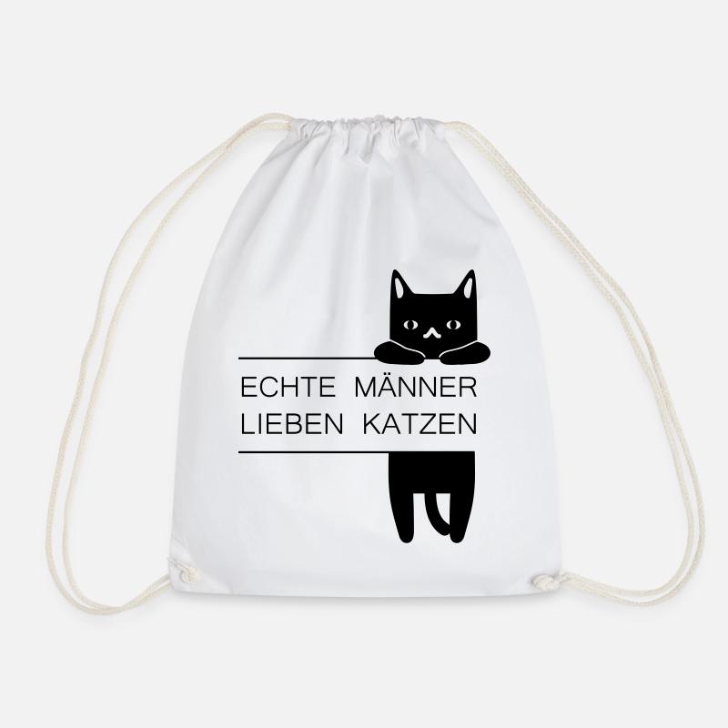 ECHTE MÄNNER LIEBEN KATZEN - Sprüche - Turnbeutel - Weiß