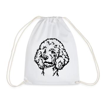 Poodle Head - Drawstring Bag - white - Front
