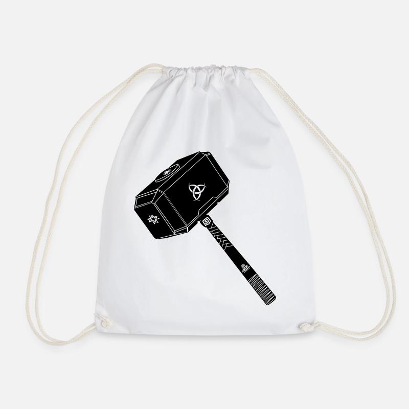 Hammer of thor Thor s with viking symbols - Drawstring Bag - white