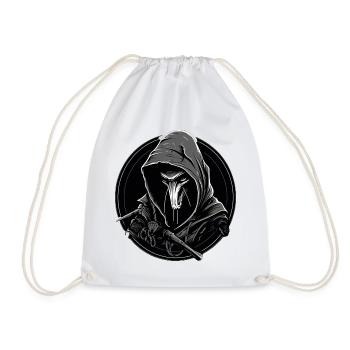 Sleek Skaven logo: bold, minimalist, menacing. - Drawstring Bag - white - Front