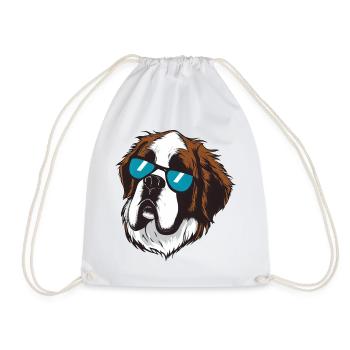St. Bernard Dog The Explorer - Drawstring Bag - white - Front