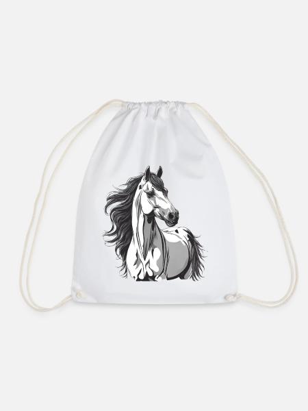 Pferd, Pferdefächer, Reiten - Turnbeutel - Weiß