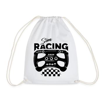 sim racing gamer Formel Lenkrad Zielflagge Symbol - Turnbeutel - Weiß - Vorne