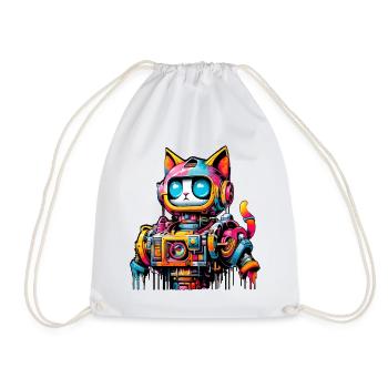Chat conçu comme un robot dans le style graffiti de la bande dessinée - Sac de sport léger - blanc - Devant