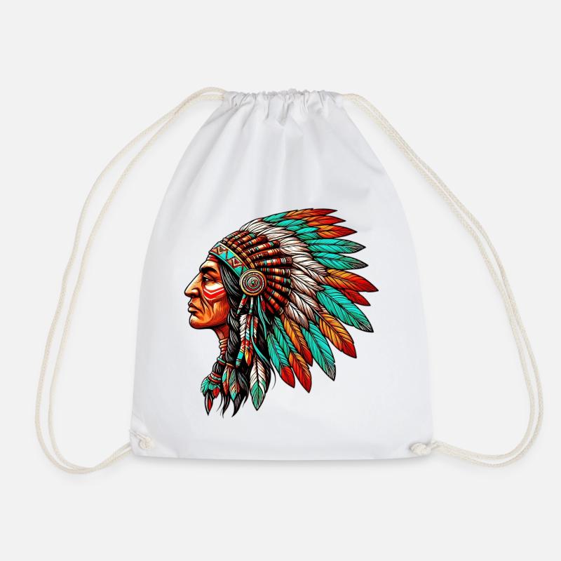 American Indian American - Drawstring Bag - white