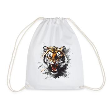 Tiger Head Predator Nature Wilderness Splash - Drawstring Bag - white - Front