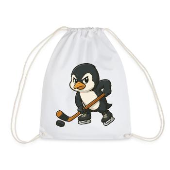 Cooler Pinguin Eishockey Spieler Eishockey - Turnbeutel - Weiß - Vorne