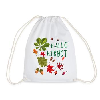Hallo Herbst Herbstliche Blätter und Eicheln  - Turnbeutel - Weiß - Vorne