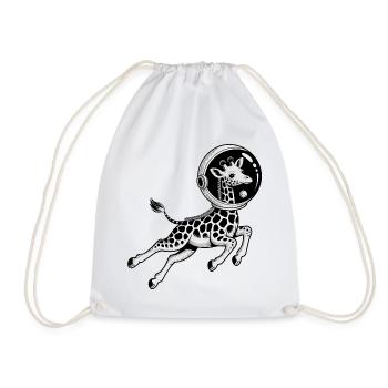 Giraffe in Space - Cool Astonomy Logo - Drawstring Bag - white - Front