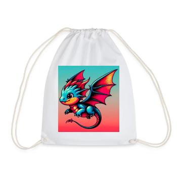 Drache - Turnbeutel - Weiß - Vorne