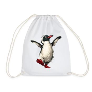 Cheerful Penguin :) - Drawstring Bag - white - Front