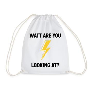 Watt Are You Looking At Bolt Design - Drawstring Bag - white - Front