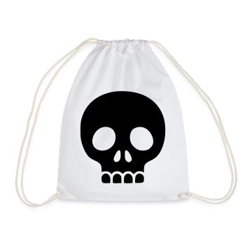 Skull Vector | Minimalist Skull Icon - Drawstring Bag - white - Front