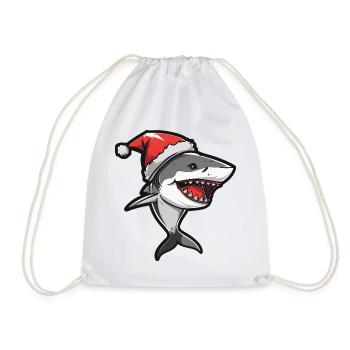 Shark Christmas - Drawstring Bag - white - Front