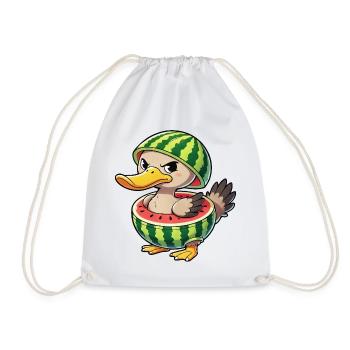 Mürrische Ente mit Wassermelone Sommer Design - Turnbeutel - Weiß - Vorne
