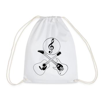 Guitars and treble clef - Drawstring Bag - white - Front