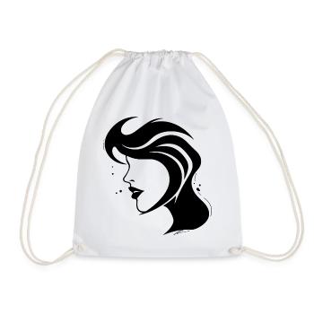 Silhouette Woman - Abstract Face - Drawstring Bag - white - Front