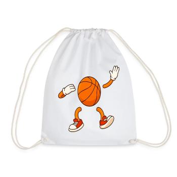 Funny Basketball Character Cartoon Design - Drawstring Bag - white - Front