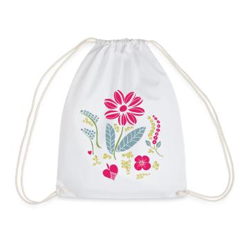 Floral ornament with leaves - Drawstring Bag - white - Front