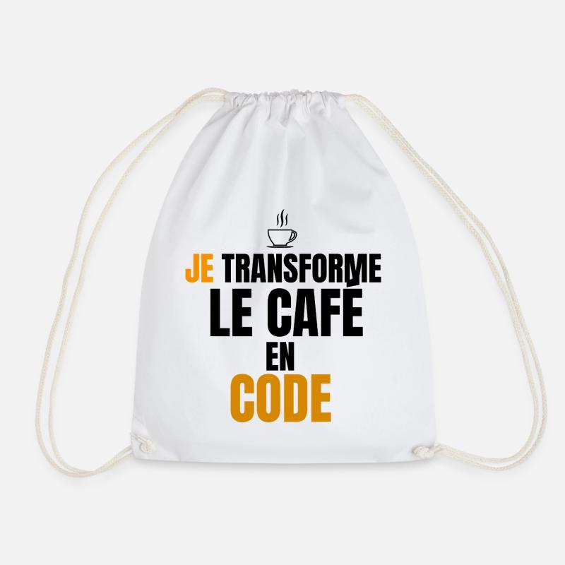 I turn the code into a coffee - Drawstring Bag - white