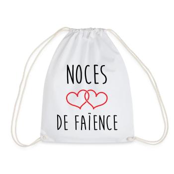 earthenware wedding 9 years of marriage - Drawstring Bag - white - Front