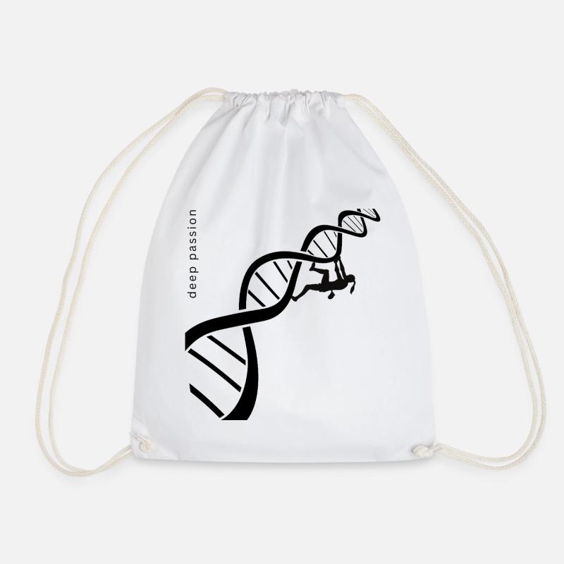 Silhouette Climbing Figure in Black - Drawstring Bag - white