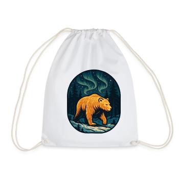 Northern Lights Bear in the Forest - Drawstring Bag - white - Front
