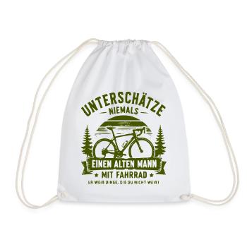 Unterschätze niemals alten Mann mit Fahrrad - Turnbeutel - Weiß - Vorne