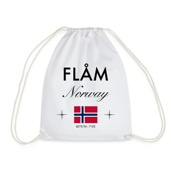 Flåm, Norvège, coordonnées, voyage, souvenir - Sac de sport léger - blanc - Devant