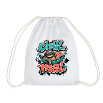 Chill Mal  Cooles Faultier Graffiti Design - Turnbeutel - Weiß - Vorne