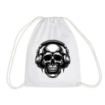 Skull mit Headset - Turnbeutel - Weiß - Vorne