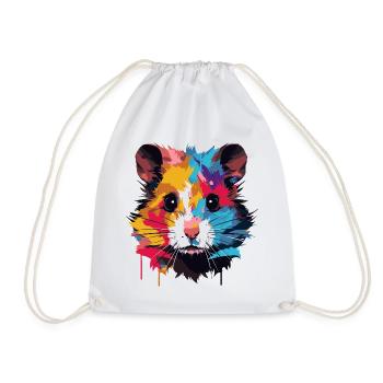 Farbenfrohes Pop-Art Hamsterporträt - Turnbeutel - Weiß - Vorne