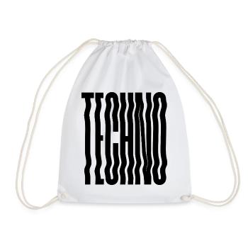 Techno Wave verzerrte Typografie - Turnbeutel - Weiß - Vorne