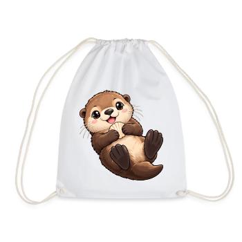 Seeotter Kawaii Style – Süßer Otter - Turnbeutel - Weiß - Vorne