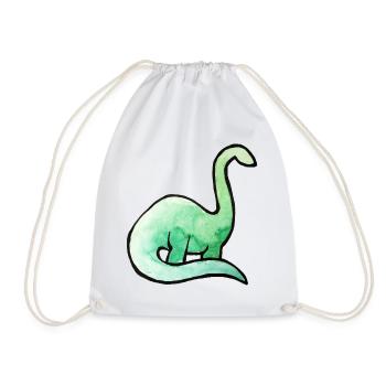 Smaragdgrünes Dino-Aquarell - Turnbeutel - Weiß - Vorne