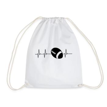Heartbeat American Football - Drawstring Bag - white - Front