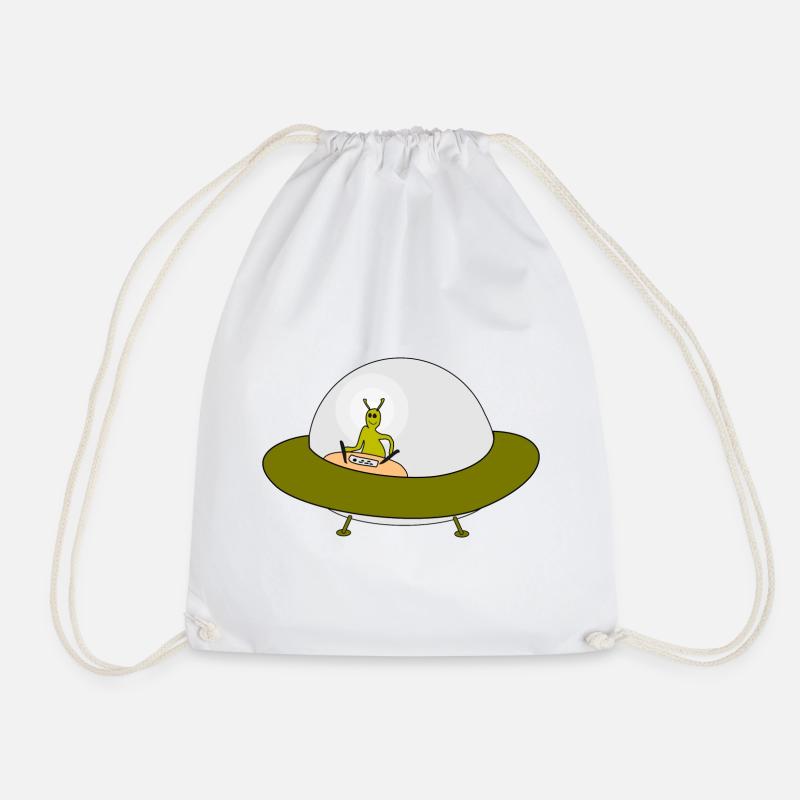 Alien Ufo Freundschaftsmotiv - Turnbeutel - Weiß